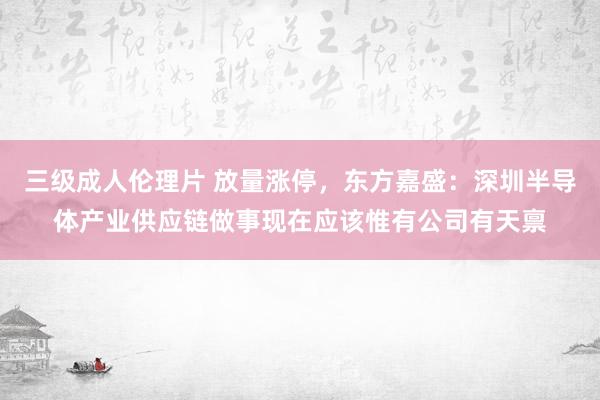 三级成人伦理片 放量涨停，东方嘉盛：深圳半导体产业供应链做事现在应该惟有公司有天禀