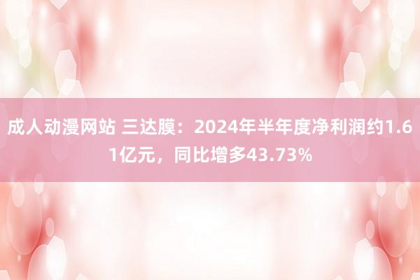 成人动漫网站 三达膜：2024年半年度净利润约1.61亿元，同比增多43.73%